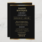 Elegante Einladung zum Black & Gold Grand Opening (Vorne/Hinten)