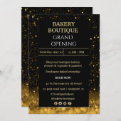 Elegante Einladung zum Black & Gold Grand Opening (Vorne/Hinten)