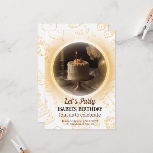 Elegante Einladung zum Geburtstag (Vorderseite/Rückseite Beispiel)