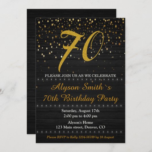 Elegante Einladung zum Geburtstag Erwachsene einla (Vorne/Hinten)