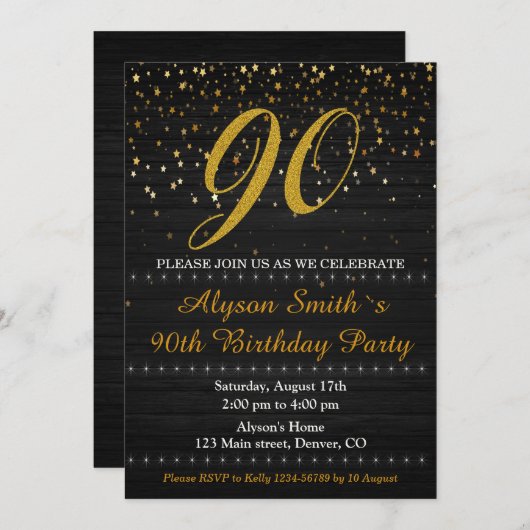 Elegante Einladung zum Geburtstag Erwachsene einla (Vorne/Hinten)