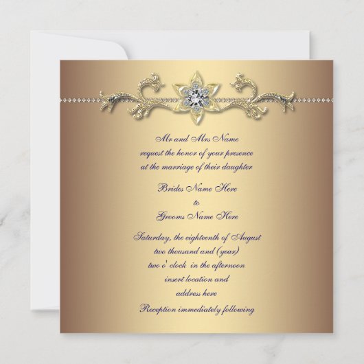 Elegante Einladung zum Hochzeitsfeiern (Rückseite)