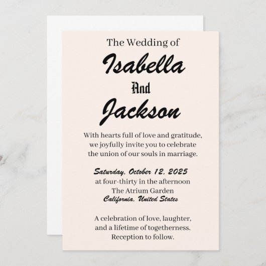 Elegante Einladung zum Hochzeitsfeiern - formell L (Vorne/Hinten)