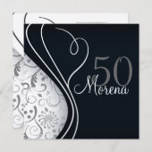 Elegante Einladung zum Schwarzen Quadrat (Vorne/Hinten)