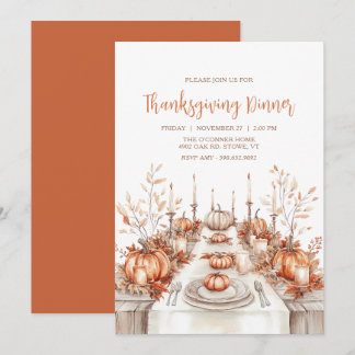 Elegante Einladung zum Thanksgiving-Dinner-Tisch