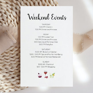 Elegante Einladung zum Wochenend-Event-Itinerar