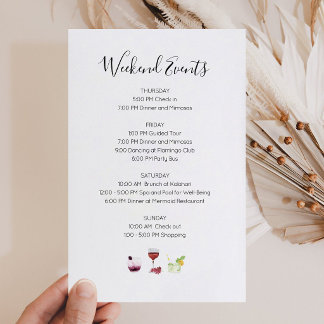 Elegante Einladung zum Wochenend-Event-Itinerar