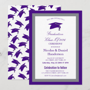 Elegante Einladung zur Abschlussfeier mit violette