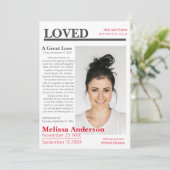 Elegante Einladung zur Beerdigung im Zeitungsstil (Stehend Vorderseite)