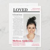 Elegante Einladung zur Beerdigung im Zeitungsstil (Vorne/Hinten)