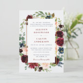 elegante Einladung zur Bordeaux-Marine (Stehend Vorderseite)