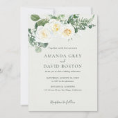 Elegante Einladung zur Botanischen Hochzeit von Wh (Vorderseite)