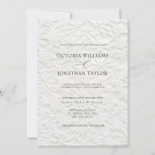 Elegante Einladung zur Einladung zur Winterhochzei (Vorderseite)