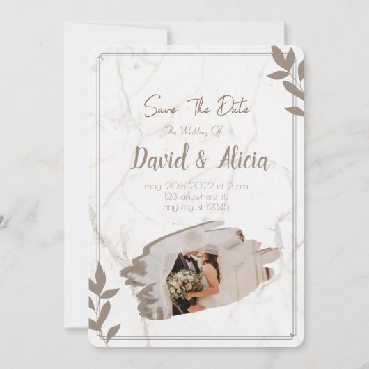 Elegante Einladung zur Hochzeit (Vorderseite)