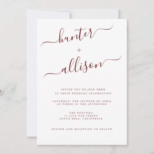 Elegante Einladung zur Hochzeit (Vorderseite)