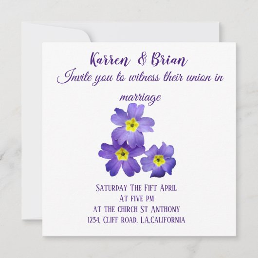 Elegante Einladung zur Hochzeit (Vorderseite)