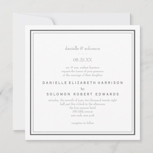 Elegante Einladung zur Hochzeit an der Grenze (Vorderseite)