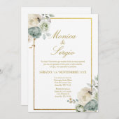 Elegante Einladung zur Hochzeit auf Spanisch (Vorne/Hinten)