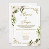 Elegante Einladung zur Hochzeit auf Spanisch (Vorne/Hinten)