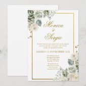 Elegante Einladung zur Hochzeit auf Spanisch (Vorne/Hinten)