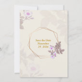 Elegante Einladung zur Hochzeit, beige, lila (Rückseite)