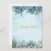 Elegante Einladung zur Hochzeit, blau, blau (Rückseite)