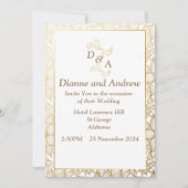 Elegante Einladung zur Hochzeit, braune Blätter (Vorderseite)