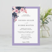 Elegante Einladung zur Hochzeit der Lila Rose (Stehend Vorderseite)