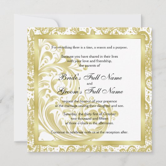 Elegante Einladung zur Hochzeit - Gold (Vorderseite)