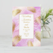 Elegante Einladung zur Hochzeit, Gold, rosa marmor (Stehend Vorderseite)