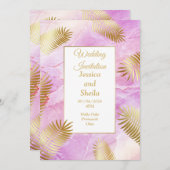 Elegante Einladung zur Hochzeit, Gold, rosa marmor (Vorne/Hinten)