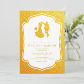 Elegante Einladung zur Hochzeit - Goldener Glitzer (Stehend Vorderseite)