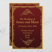 Elegante Einladung zur Hochzeit, Goldrolle (Vorne/Hinten)