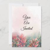 Elegante Einladung zur Hochzeit, grüne, rosa Blätt (Rückseite)