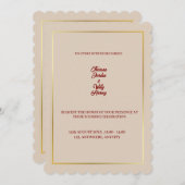 Elegante Einladung zur Hochzeit in Beige & Burgund (Vorne/Hinten)