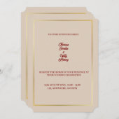 Elegante Einladung zur Hochzeit in Beige & Burgund (Vorne/Hinten)