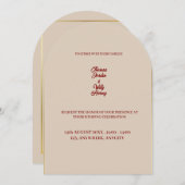 Elegante Einladung zur Hochzeit in Beige & Burgund (Vorne/Hinten)