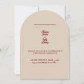 Elegante Einladung zur Hochzeit in Beige & Burgund (Vorderseite)