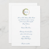 Elegante Einladung zur Hochzeit in Blue (Vorne/Hinten)