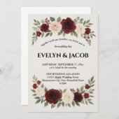 Elegante Einladung zur Hochzeit in Burgund (Vorne/Hinten)