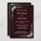 Elegante Einladung zur Hochzeit in Burgund (Vorne/Hinten)