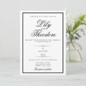 Elegante Einladung zur Hochzeit in Monochome (Stehend Vorderseite)