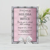 Elegante Einladung zur Hochzeit in Rosa und Grau (Stehend Vorderseite)