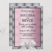 Elegante Einladung zur Hochzeit in Rosa und Grau (Vorne/Hinten)
