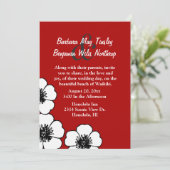 Elegante Einladung zur Hochzeit in Rot, Schwarz un (Stehend Vorderseite)