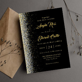 Elegante Einladung zur Hochzeit in Schwarz und Gol