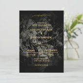 Elegante Einladung zur Hochzeit in Schwarz und Gol (Stehend Vorderseite)