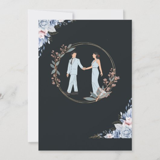 Elegante Einladung zur Hochzeit in Schwarz und Gol (Rückseite)