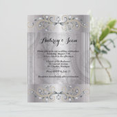 Elegante Einladung zur Hochzeit in Silber und Schw (Stehend Vorderseite)