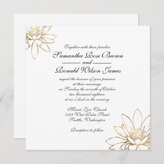 Elegante Einladung zur Hochzeit in Weiß, Schwarz u (Vorne/Hinten)